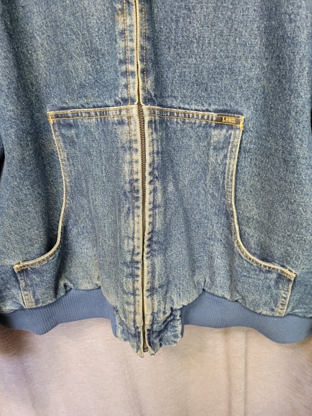 Vintage LEE Denim Workwear Jacket Sz XXL Full Zip Drawstring Hood Flannel Lined - Picture 8 of 16